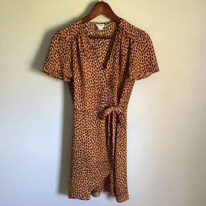J. Crew | Classic Leopard Print Tie Waist Wrap Around Mini Dress